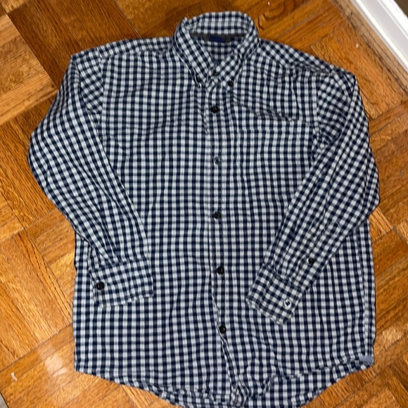 GAP kids size 8 Navy and gray check button down shirt - Picture 1 of 3